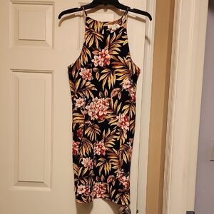 Simply Noelle Tropical Floral Midi Dress - Black and Gold